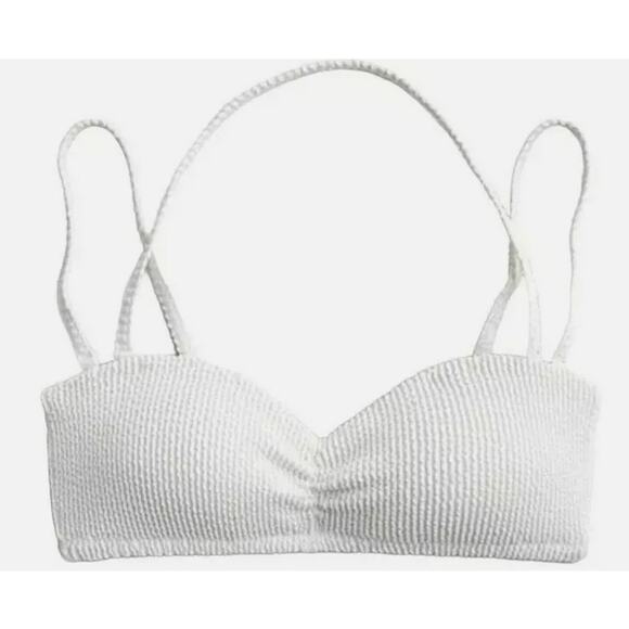 J Crew Yellow High Rise Bottoms White Scrunchie Sweetheart Bikini Top XXL Set - Picture 2 of 4
